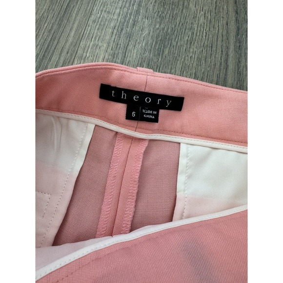 THEORY Sienna Pants Womens 6 Cropped wool-twill tapered Salmon Pink Read - Picture 7 of 11